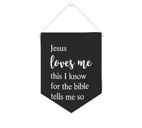 Yelolyio Jesus Loves Me This I Know For The Bible Tells Me So Bannière en toile 25,4 x 30,5 cm à suspendre au mur pour chambre à coucher, chambre d'enfant, décoration d'intérieur