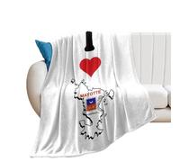 Yelolyio Jeté de lit I Love My Country, Mayotte, drapeau national de Mayotte, couverture confortable et chaude en flanelle pour canapé, lit, chaise, bureau, canapé, 153 cm x 203 cm