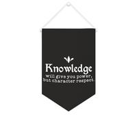 Yelolyio Knowledge Will Give You Power, But Character Respect Bannière en toile 25,4 x 38,1 cm à suspendre au mur Décoration murale pour chambre à coucher, chambre d'enfant, décoration d'intérieur