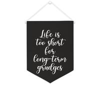 Yelolyio Life Is Too Short for Long-term Grudges Bannière en toile 30,5 x 40,6 cm à suspendre au mur - Décoration murale pour chambre à coucher, chambre d'enfant, décoration d'intérieur