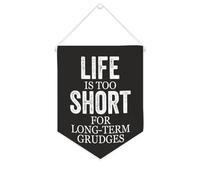 Yelolyio Life Is Too Short for Long-term Grudges Bannière murale inspirante à suspendre au mur Bannière murale Décoration d'intérieur pour salon, chambre à coucher, bureau, cadeaux de vacances 25,4 x