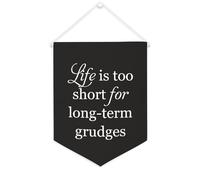 Yelolyio Life Is Too Short for Long-term Grudges Bannière murale inspirante à suspendre au mur Bannière murale Décoration d'intérieur pour salon, chambre à coucher, bureau, cadeaux de vacances 30,5 x