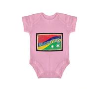 Yelolyio Mauritius Country Pride Body à manches courtes rétro Motif drapeau de l'île Maurice, Drapeau de l'île Maurice rétro avec étoiles et rayures roses, 9 mois