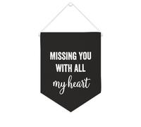 Yelolyio Missing You with All My Heart Bannière en toile à suspendre au mur - Décoration murale pour salon, chambre à coucher, bureau, cadeaux de vacances - 25,4 x 30,5 cm