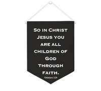 Yelolyio So in Christ Jesus You Are All Children of God through Faith Bannière en toile 30,5 x 40,6 cm à suspendre au mur de motivation pour décoration murale pour chambre à coucher, chambre d'enfant
