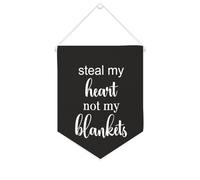 Yelolyio Steal My Heart Not My Blanket Bannière en toile de motivation à suspendre au mur pour chambre d'enfant 25,4 x 30,5 cm
