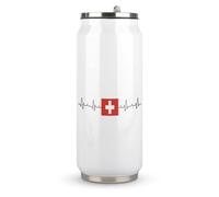 Yelolyio Tasse à café de voyage en acier inoxydable avec couvercle et paille pour homme et femme Motif drapeau de la Suisse