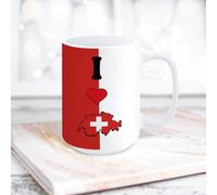 Yelolyio Tasse à café en céramique « I Love My Country » avec drapeau de la Suisse - 425,2 g - Blanc - Tasse à café fantaisie pour thé, lait, jus de fruits - Cadeau amusant pour petite amie, petit
