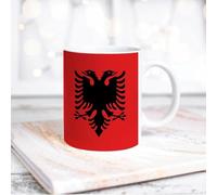 Yelolyio Tasse à café humoristique en céramique blanche avec drapeau national de l'Albanie, 325 ml, tasse à café, thé, lait, jus de fruits, cadeau fantaisie pour la famille et les amis