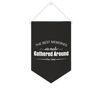 Yelolyio The Best Memories Are Made Gathered Around The Table Bannière en toile 25,4 x 38,1 cm à suspendre au mur Décoration murale pour chambre à coucher, chambre d'enfant, décoration d'intérieur