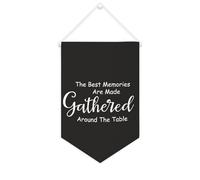 Yelolyio The Best Memories Are Made Gathered Around The Table Bannière en toile 25,4 x 38,1 cm à suspendre au mur Décoration murale pour chambre à coucher, chambre d'enfant, décoration d'intérieur