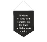 Yelolyio The Lamp of The Wicked Is Snuffed Out Bannière en toile de motivation à suspendre pour chambre à coucher, chambre d'enfant, décoration d'intérieur - 25,4 x 30,5 cm