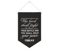 Yelolyio The Lord Shall Fight Your Battle And You Shall Hold Your Peace Bannière en toile de motivation 25,4 x 38,1 cm à suspendre au mur pour chambre à coucher, chambre d'enfant, décoration