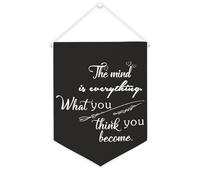 Yelolyio The Mind Is Everything. What You Think You Become Bannière en toile 30,5 x 40,6 cm Drapeau de motivation à suspendre au mur Décoration murale pour chambre d'enfant Décoration d'intérieur