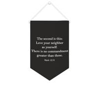 Yelolyio The Second Is This « Love Your Neighbor As Yourself » - Bannière en toile de motivation - 25,4 x 38,1 cm - Décoration murale pour chambre d'enfant