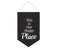 Yelolyio This Is Our Happy Place Bannière en toile à suspendre au mur - Décoration murale pour salon, chambre à coucher, bureau, cadeaux de vacances - 25,4 x 38,1 cm