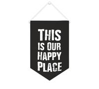 Yelolyio This Is Our Happy Place Bannière en toile de 25,4 x 38,1 cm à suspendre au mur pour chambre à coucher, chambre d'enfant, décoration d'intérieur