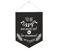 Yelolyio To Be Happy We Must Not Be Too Concerned with Others Bannière en toile 30,5 x 40,6 cm à suspendre au mur - Décoration murale pour chambre à coucher, chambre d'enfant, décoration d'intérieur