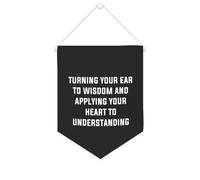 Yelolyio Turning Your Ear to Wisdom And Applying Your Heart to Understanding Bannière murale inspirante à suspendre au mur Bannière décorative pour salon, chambre à coucher, bureau