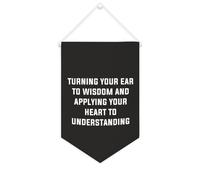 Yelolyio Turning Your Ear to Wisdom And Applying Your Heart to Understanding Bannière murale inspirante à suspendre au mur Bannière décorative pour salon, chambre à coucher, bureau