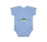 Yelolyio Ukraine Country Pride Body à manches courtes avec drapeau de l'Ukraine et battement de cœur EKG ECG pour bébé, Drapeau de l'Ukraine - Battement de cœur - ECG, 6 mois