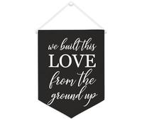 Yelolyio We Built This Love From The Ground Up Bannière en toile 30,5 x 40,6 cm à suspendre au mur de motivation Décoration murale pour chambre à coucher, chambre d'enfant, décoration d'intérieur