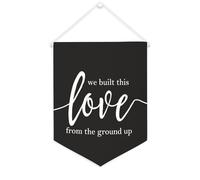 Yelolyio We Built This Love from The Ground Up Bannière en toile 30,5 x 40,6 cm à suspendre au mur de motivation Décoration murale pour chambre à coucher, chambre d'enfant, décoration d'intérieur