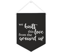 Yelolyio We Built This Love from The Ground Up Bannière en toile à suspendre au mur - Décoration murale pour salon, chambre à coucher, bureau, cadeaux de vacances - 30,5 x 40,6 cm