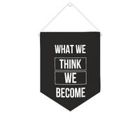 Yelolyio What We Think,we Become Bannière en toile de 25,4 x 30,5 cm à suspendre au mur de motivation Décoration murale pour chambre à coucher, chambre d'enfant, décoration d'intérieur