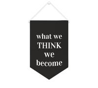 Yelolyio What We Think,we Become Bannière en toile de 25,4 x 38,1 cm à suspendre au mur de motivation Décoration murale pour chambre à coucher, chambre d'enfant, décoration d'intérieur