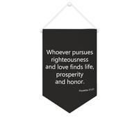 Yelolyio Whoever Pursues Righteousness And Love Finds Life Bannière en toile 25,4 x 38,1 cm à suspendre au mur pour chambre à coucher, chambre d'enfant, décoration d'intérieur