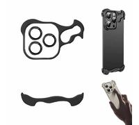 Yeluptu Special-Shaped Metal Corner Pad Anti-Fall Phone Case Suitable for iPhone Frameless, Lens Film Naked Frameless Slim Thin Bare Metal Feel, Suitable for iPhone 15 14 13 Pro Max (14PRO Max,Black)