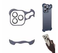 Yeluptu Special-Shaped Metal Corner Pad Anti-Fall Phone Case Suitable for iPhone Frameless, Lens Film Naked Frameless Slim Thin Bare Metal Feel, Suitable for iPhone 15 14 13 Pro Max (13PRO Max,Blue)