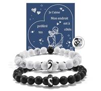 YELUWA 2 Pcs Bracelet de Couple Bague de Coeur Bracelet Couple