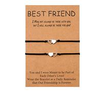 YELUWA 2 Pcs Meilleur Ami Bracelet D'amitié Sœurs BFF Bestie Coeur Distance Correspondant Longue Distance Fait Main Bracelets De Relation Cadeau D'anniversaire pour Adolescentes Femmes Mère Filles