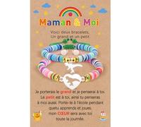 YELUWA 2PCS Retour à L'école Cadeaux Mère Fils Bracelet Maman Et Moi Bracelet Premier Jour De L'ecole Maternelle Jardin D'enfants Ensemble De Bracelets Dinosaures Assortis Pour Mère Fils Garçons