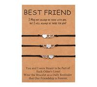 YELUWA 3 Pcs Meilleur Ami Bracelet D'amitié Sœurs BFF Bestie Coeur Distance Correspondant Longue Distance Fait Main Bracelets De Relation Cadeau D'anniversaire pour Adolescentes Femmes Mère Filles
