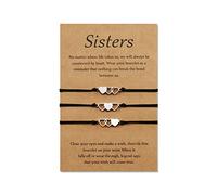 YELUWA 3 Pcs Soeur Bracelet Meilleur Ami Amitié BFF Bestie Coeur Correspondant Longue Distance Bracelets Ensemble Bijoux Soeur Cadeau de Soeur Anniversaire Cadeau pour Adolescente Femmes Mère Fille