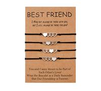 YELUWA 4 Pcs Meilleur Ami Bracelet D'amitié Sœurs BFF Bestie Coeur Distance Correspondant Longue Distance Fait Main Bracelets De Relation Cadeau D'anniversaire pour Adolescentes Femmes Mère Filles