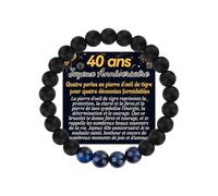 YELUWA 40 Ans Anniversaire Bracelet Cadeau d'Anniversaire Homme Bracelet Pierre Naturelle Homme, Original Idee Cadeaux Anniversaire pour Mon Beau Papa Petit Fils Tonton Neveu Frere Papy Mari