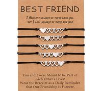 YELUWA 5 Pcs Meilleur Ami Bracelet D'amitié Sœurs BFF Bestie Coeur Distance Correspondant Longue Distance Fait Main Bracelets De Relation Cadeau D'anniversaire pour Adolescentes Femmes Mère Filles