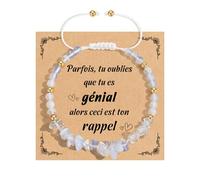 YELUWA Cadeau Femme, Bracelet Femme, Bracelet Pierre Naturelle, Idee Cadeau Fille Cadeaux Noel Cadeaux Anniversaire pour Maitresse Maman Sœur Mamie Fete Des Grand Mere Amie Animatrice-Cristal Blanc