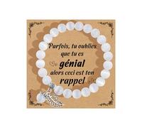 YELUWA Cadeau Femme, Bracelet Femme, Pierre Oeil de Chat Bracelet Pierre Naturelle, Idee Cadeau Fille Cadeaux Noel Cadeaux Anniversaire pour Maitresse Maman Sœur Mamie Fete Des Mere Amie - Blanc