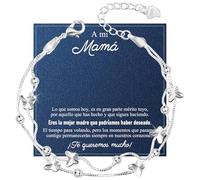 YELUWA Cadeau Fête Des Mères Cadeaux Fête Des Mères Cadeaux Originaux Pour Femmes Bracelet Femme Avec Perles Givrées Argentées Cadeau 30e, 40e, 50e 60e Anniversaire Pour Maman Grand-Mère Tante ES2