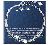 YELUWA Cadeau Fête Des Mères Cadeaux Fête Des Mères Cadeaux Originaux Pour Femmes Bracelet Femme Avec Perles Givrées Argentées Cadeau 30e, 40e, 50e 60e Anniversaire Pour Maman Grand-Mère Tante ES3
