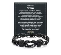 YELUWA Cadeau Fils de Maman, Bracelet pour Mon le Garçon, Bracelets Maman Papa, Cadeaux pour Garçons Adolescents, 16e 17e 18e Anniversaire Garçon, Chaîne Cubaine Bracelet à Nœuds pour Fils Homme DE