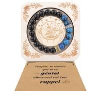 YELUWA Cadeau Homme Bracelet Pierres Naturelles Homme Original Cadeaux Homme Cadeau Anniversaire Bracelet pour Papa Fils Frère Amis Grand Pere Cadeau Homme 30-70 Ans Boîte Blanche - Œil de Tigre Bleu