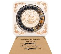 YELUWA Cadeau Homme Bracelet Pierres Naturelles Homme Original Cadeaux Homme Cadeau Anniversaire Bracelet pour Papa Fils Frère Amis Grand Pere Cadeau Homme 30-70 Ans Boîte Blanche - Œil de Tigre