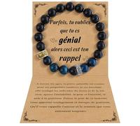 YELUWA Cadeau Homme Bracelet Pierres Naturelles Homme Original Cadeaux Homme Cadeau Anniversaire Bracelet pour Papa Fils Frère Amis Grand Pere Cadeau Homme 30-70 Ans Œil de Tigre Bleu