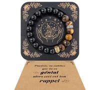 YELUWA Cadeau Homme Bracelet Pierres Naturelles Homme Original Cadeaux Homme Cadeau Anniversaire Bracelet pour Papa Fils Frère Amis Grand Pere Cadeau Homme 30-70 Ans Boîte Noire - Œil de Tigre